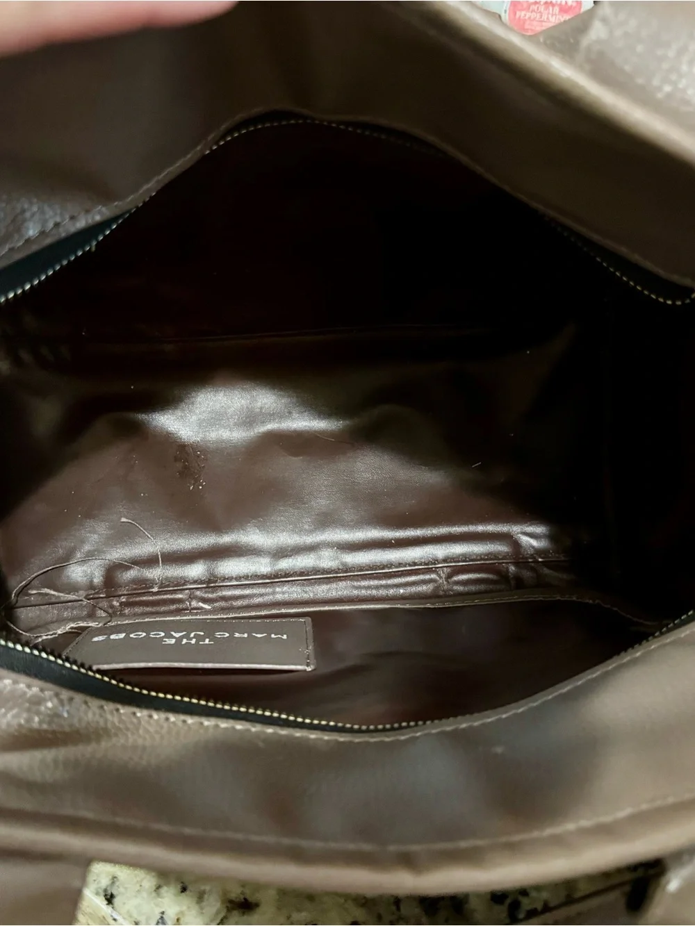 Marc Jacobs Taupe Pebbled Leather Tote with Leopard Strap